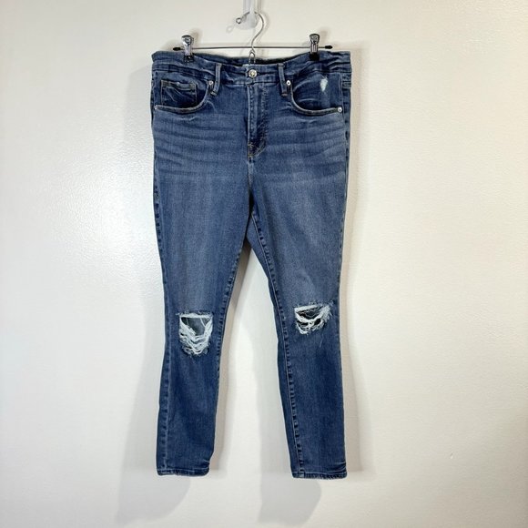 Good American Denim - Good American Good Legs Crop Jeans Size 14 / 32 Stretch Denim High Rise Ankle